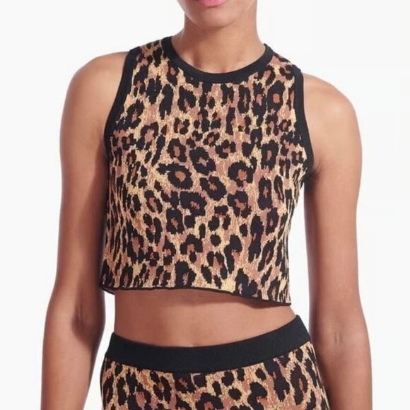 Staud Tavin Top Sleeveless Knit Leopard Print Crop Top Women's Size Medium - Picture 9 of 9